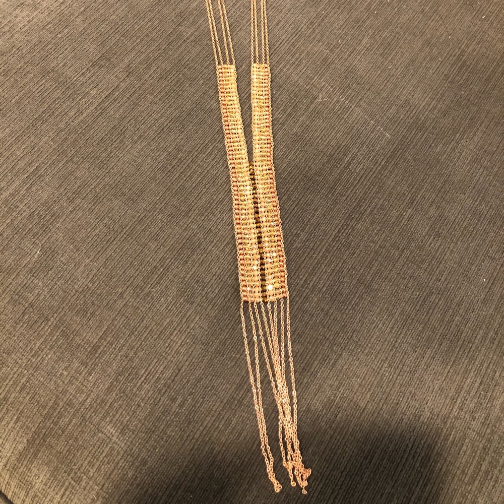 Rose Gold Colored Beadwork Statement Necklace. - image 2